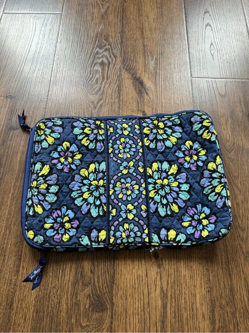 Vera Bradley Navy Floral Quilted Laptop Sleeve